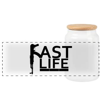 Fast Life - Panorama Keksdose mit Holzdeckel - Weiß - Vorne