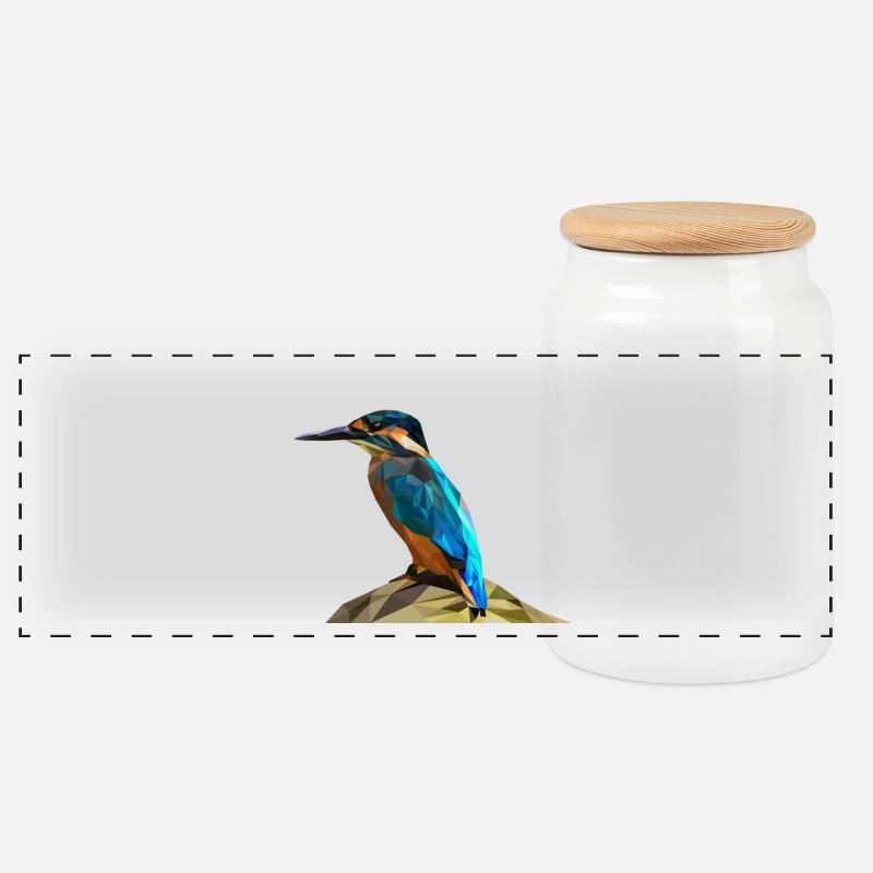 Eisvogel - Panorama Keksdose mit Holzdeckel - Weiß