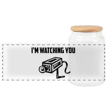 I am watching you - Panorama Keksdose mit Holzdeckel - Weiß - Vorne