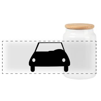 Car Auto Auto Car Auto Car Car Driver - Panoramic Cookie Jar with Wooden Lid - white - Front