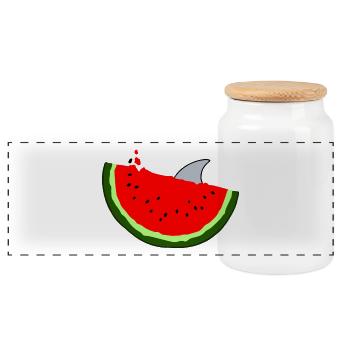Wassermelone Hai Sommer Urlaub Surfer Geschenk - Panorama Keksdose mit Holzdeckel - Weiß - Vorne