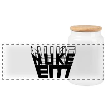 Nuke Em 3D text - Panoramic Cookie Jar with Wooden Lid - white - Front