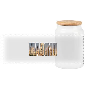 MADRID ESPAGNE - Boîte à biscuits avec couvercle en bois - blanc - Devant