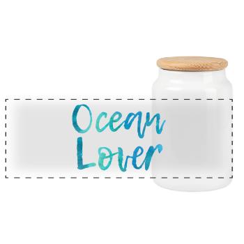 Ocean Lover - Panoramic Cookie Jar with Wooden Lid - white - Front