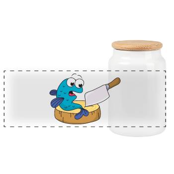 Couteau à poisson - Boîte à biscuits avec couvercle en bois - blanc - Devant