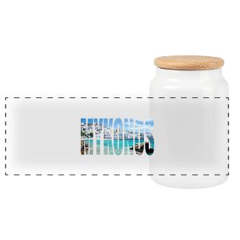 MYKONOS GRIECHENLAND - Panorama Keksdose mit Holzdeckel - Weiß - Vorne