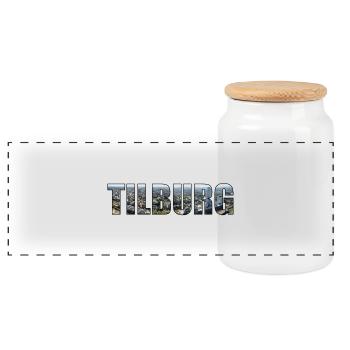 NIEDERLANDE TILBURG - Panorama Keksdose mit Holzdeckel - Weiß - Vorne