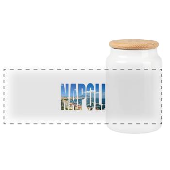 NAPOLI ITALIA - Panorama Keksdose mit Holzdeckel - Weiß - Vorne
