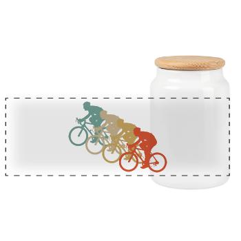 Vélo de style rétro Vintage vélo deux roues Sport - Boîte à biscuits avec couvercle en bois - blanc - Devant