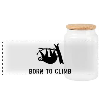 klettern climbing born to climb faultier bouldern - Panorama Keksdose mit Holzdeckel - Weiß - Vorne