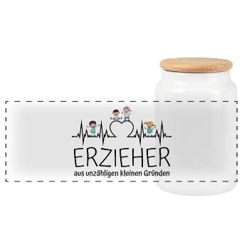 Erzieher aus unzähligen kleinen Gründen - Panorama Keksdose mit Holzdeckel - Weiß - Vorne