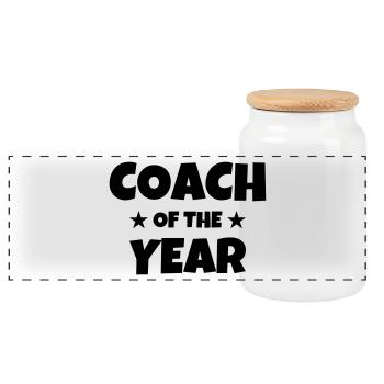 Coach Coaching Trainer Sport Entraineur Team - Panoramic Cookie Jar with Wooden Lid - white - Front