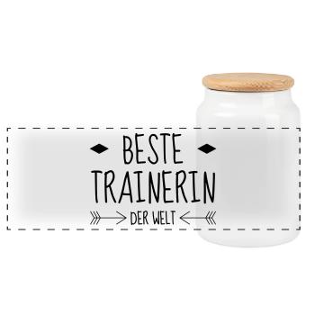 Coach Coaching Trainer Sport Entraineur Team - Panoramic Cookie Jar with Wooden Lid - white - Front