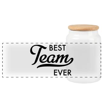 Bestes Team - Panorama Keksdose mit Holzdeckel - Weiß - Vorne