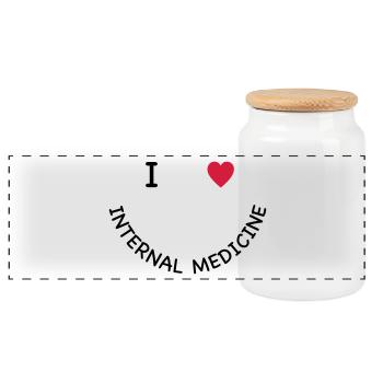 I love internal medicine - Panoramic Cookie Jar with Wooden Lid - white - Front