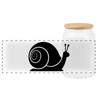 Schnecke - Panorama Keksdose mit Holzdeckel - Weiß - Vorne