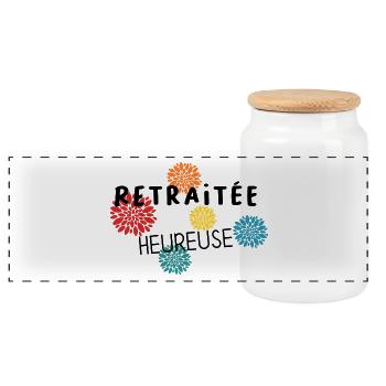 RETRAITE. BONNE RETRAITE. JOYEUSE RETRAITE - Boîte à biscuits avec couvercle en bois - blanc - Devant