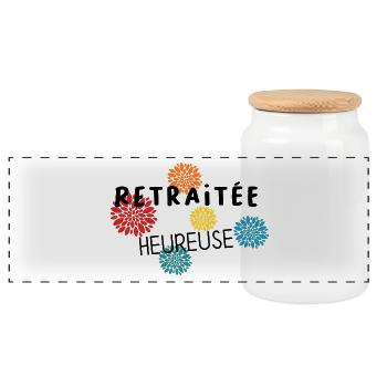RETRAITE. BONNE RETRAITE. JOYEUSE RETRAITE - Boîte à biscuits avec couvercle en bois - blanc - Devant