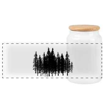 Forest Trees Tree Nature Wilderness Fir Fir Eco - Panoramic Cookie Jar with Wooden Lid - white - Front