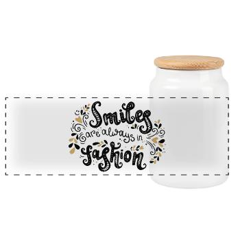 Le sourire est toujours hanche - Boîte à biscuits avec couvercle en bois - blanc - Devant