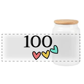 100 YEARS. 100th ANNIVERSARY. ANNIVERSARY 100 YEARS. - Panoramic Cookie Jar with Wooden Lid - white - Front