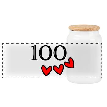 100 YEARS. 100th ANNIVERSARY. ANNIVERSARY 100 YEARS. - Panoramic Cookie Jar with Wooden Lid - white - Front