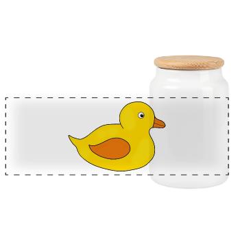 Kawaii Chibi Kawaii Duck Kawaii Duckling - Panoramic Cookie Jar with Wooden Lid - white - Front
