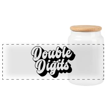 10th Birthday Gift, 10 Years Old, For Boys & Girls - Panoramic Cookie Jar with Wooden Lid - white - Front