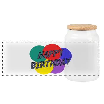 ALLES GUTE ZUM GEBURTSTAG. ALLES GUTE ZUM GEBURTSTAG. JAHRESTAG. - Panorama Keksdose mit Holzdeckel - Weiß - Vorne