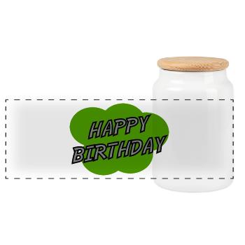 JOYEUX ANNIVERSAIRE. HAPPY BIRTHDAY. ANNIVERSAIRE. - Boîte à biscuits avec couvercle en bois - blanc - Devant