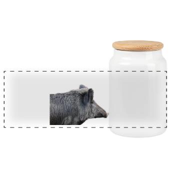 Sanglier Sanglier Porc Truie Cochon - Boîte à biscuits avec couvercle en bois - blanc - Devant