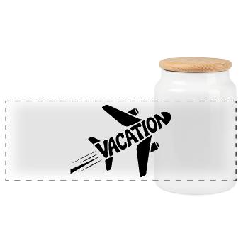 Vacation - Cool Holiday Pictogram - Panoramic Cookie Jar with Wooden Lid - white - Front