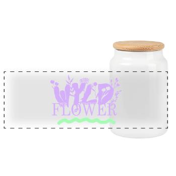 Wyld Flower – Boho Vibes - Panorama Keksdose mit Holzdeckel - Weiß - Vorne