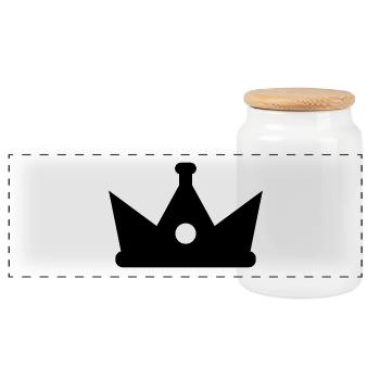 Crown - Panoramic Cookie Jar with Wooden Lid - white - Front