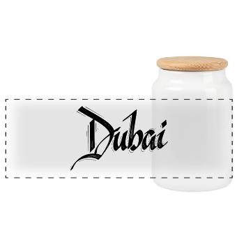 Dubai - Panorama Keksdose mit Holzdeckel - Weiß - Vorne