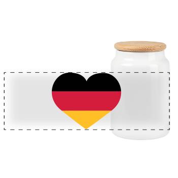 Deutschland Herz | Herz | Heart - Panoramic Cookie Jar with Wooden Lid - white - Front