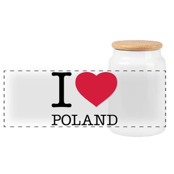 J’AIME LA POLOGNE Polen Polska - Boîte à biscuits avec couvercle en bois - blanc - Devant