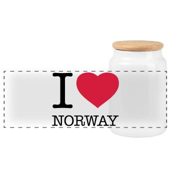 I LOVE NORWAY Norge Norwegen - Boîte à biscuits avec couvercle en bois - blanc - Devant