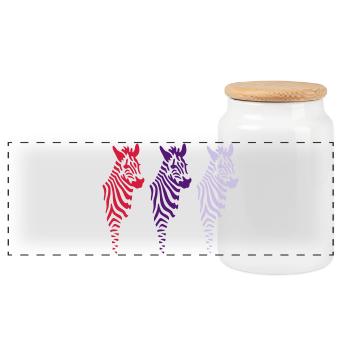Three Zebras (b) - Panorama Keksdose mit Holzdeckel - Weiß - Vorne