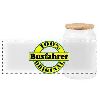 Busfahrer Bus Omnibus 100% Busfahrer Original(25) - Panorama Keksdose mit Holzdeckel - Weiß - Vorne