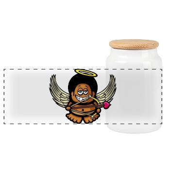 Funky Cupid - Panoramic Cookie Jar with Wooden Lid - white - Front