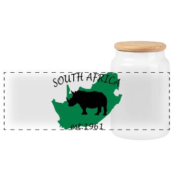 South Africa Design - Panoramic Cookie Jar with Wooden Lid - white - Front