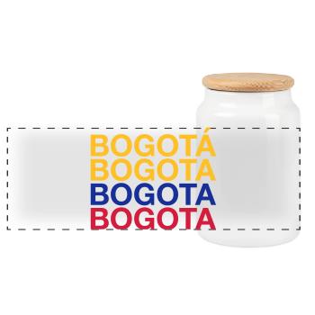 BOGOTA Colombia Kolumbien - Panorama Keksdose mit Holzdeckel - Weiß - Vorne