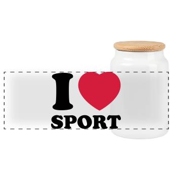i love sport 2c - Panorama Keksdose mit Holzdeckel - Weiß - Vorne