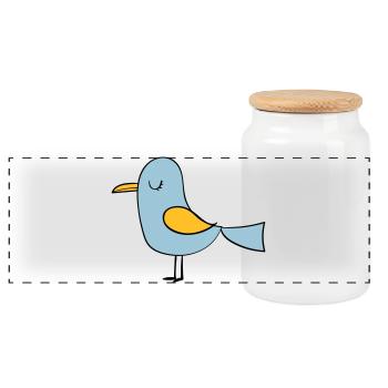 oiseau - Boîte à biscuits avec couvercle en bois - blanc - Devant
