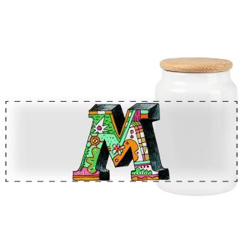 M Farbexplosion Doodle-Kunst - Panorama Keksdose mit Holzdeckel - Weiß - Vorne
