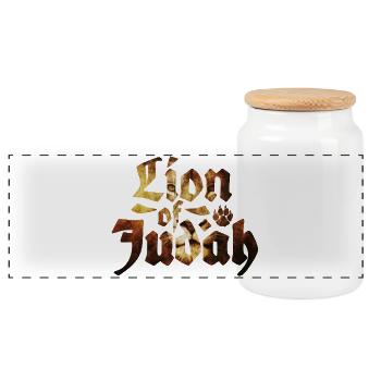 Lion of Judah - Rastafari Paw Tripe of Judah Rasta - Panorama Keksdose mit Holzdeckel - Weiß - Vorne