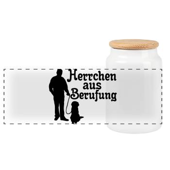 Herrchen aus Berufung, Hund, Tier, Geschenk - Panorama Keksdose mit Holzdeckel - Weiß - Vorne