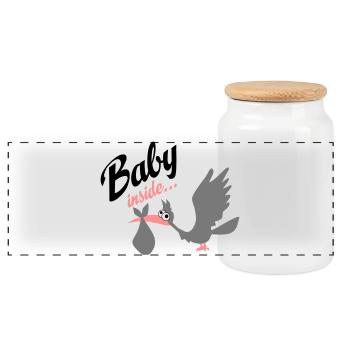 bébé - Boîte à biscuits avec couvercle en bois - blanc - Devant