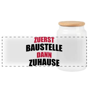 Construire une maison - Boîte à biscuits avec couvercle en bois - blanc - Devant